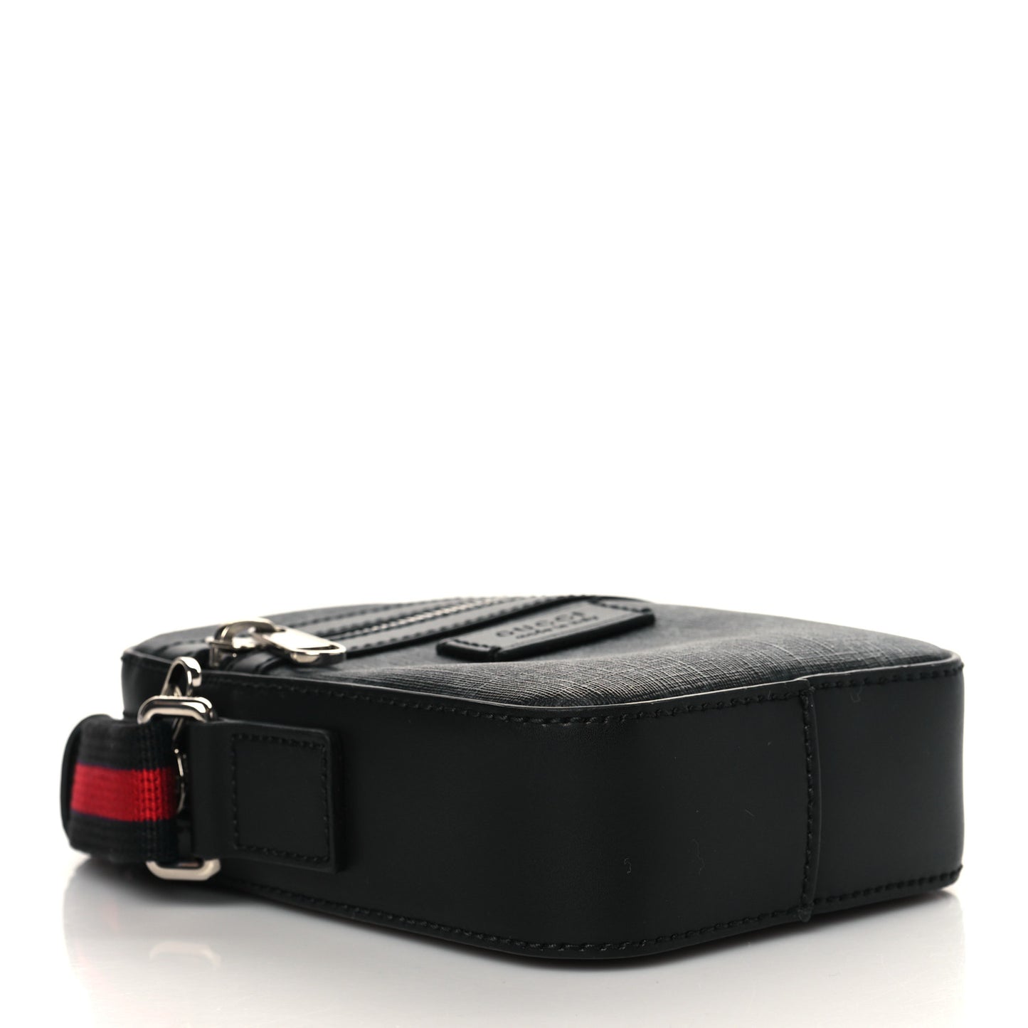 GG Supreme Monogram Appia Calfskin Web Small Camera Messenger Bag Black Grey