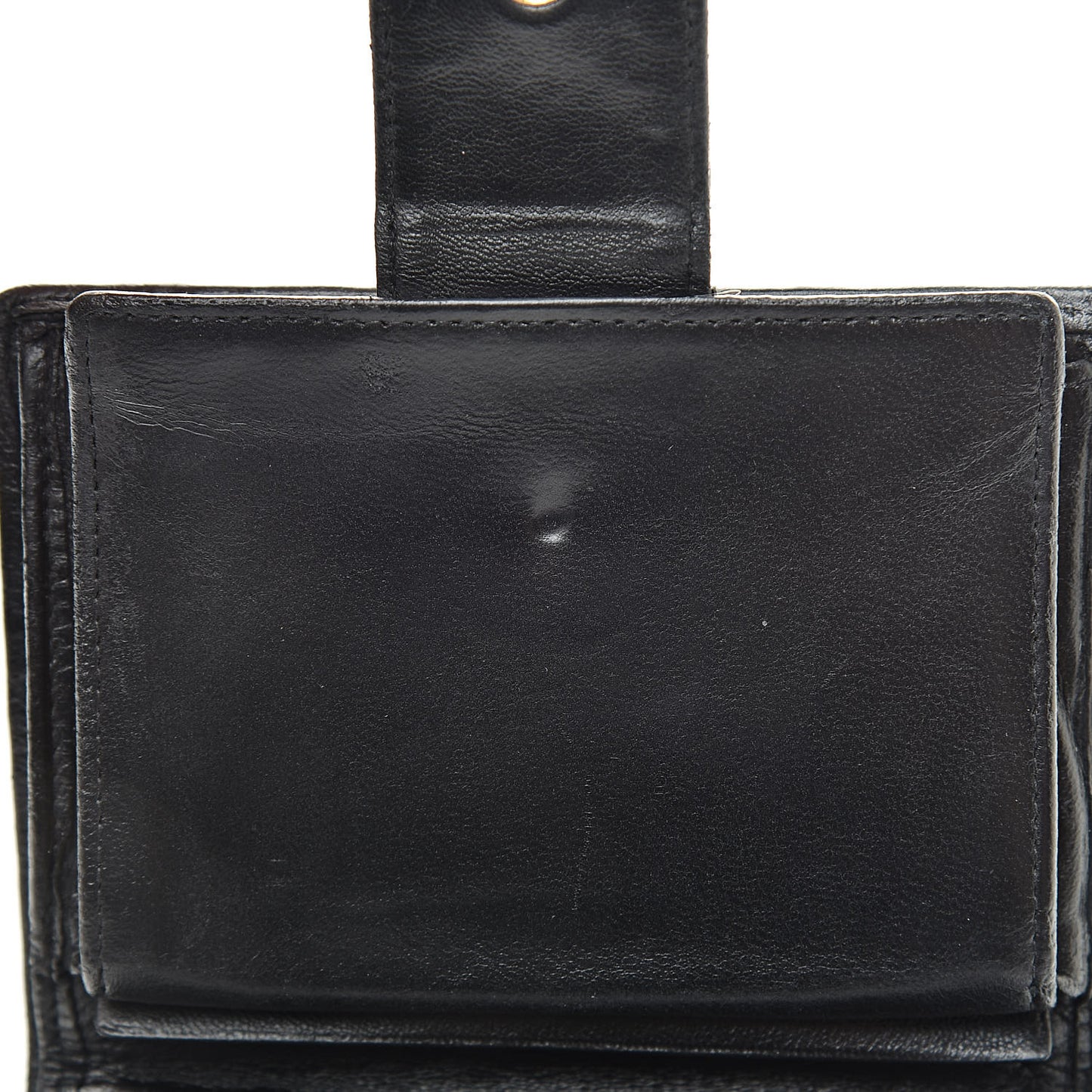 Lambskin Stitched Compact French Wallet Black