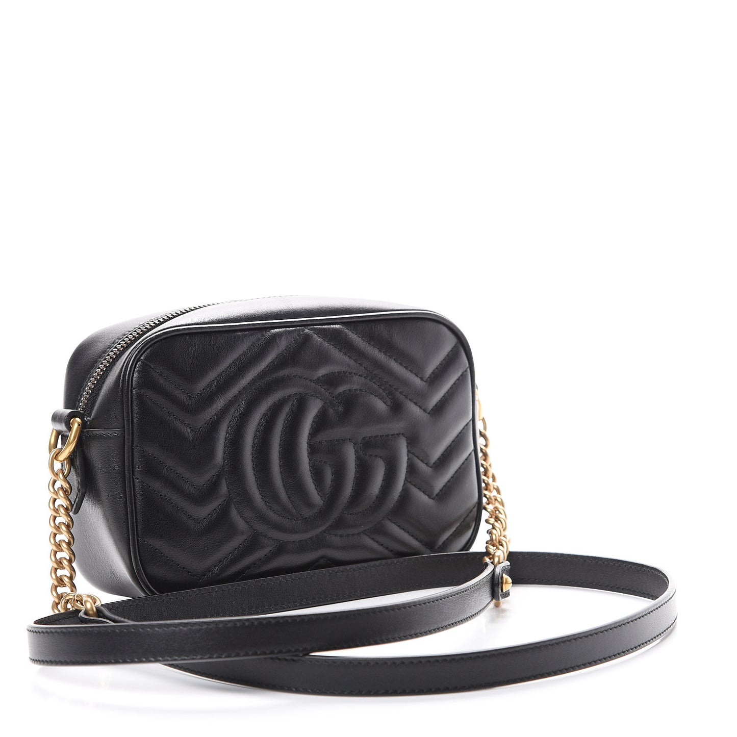 Calfskin Matelasse Mini GG Marmont Chain Shoulder Bag Black