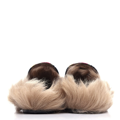 Gucci Velvet Fur Floral Womens Princetown Slippers 36 Black 7 of 10