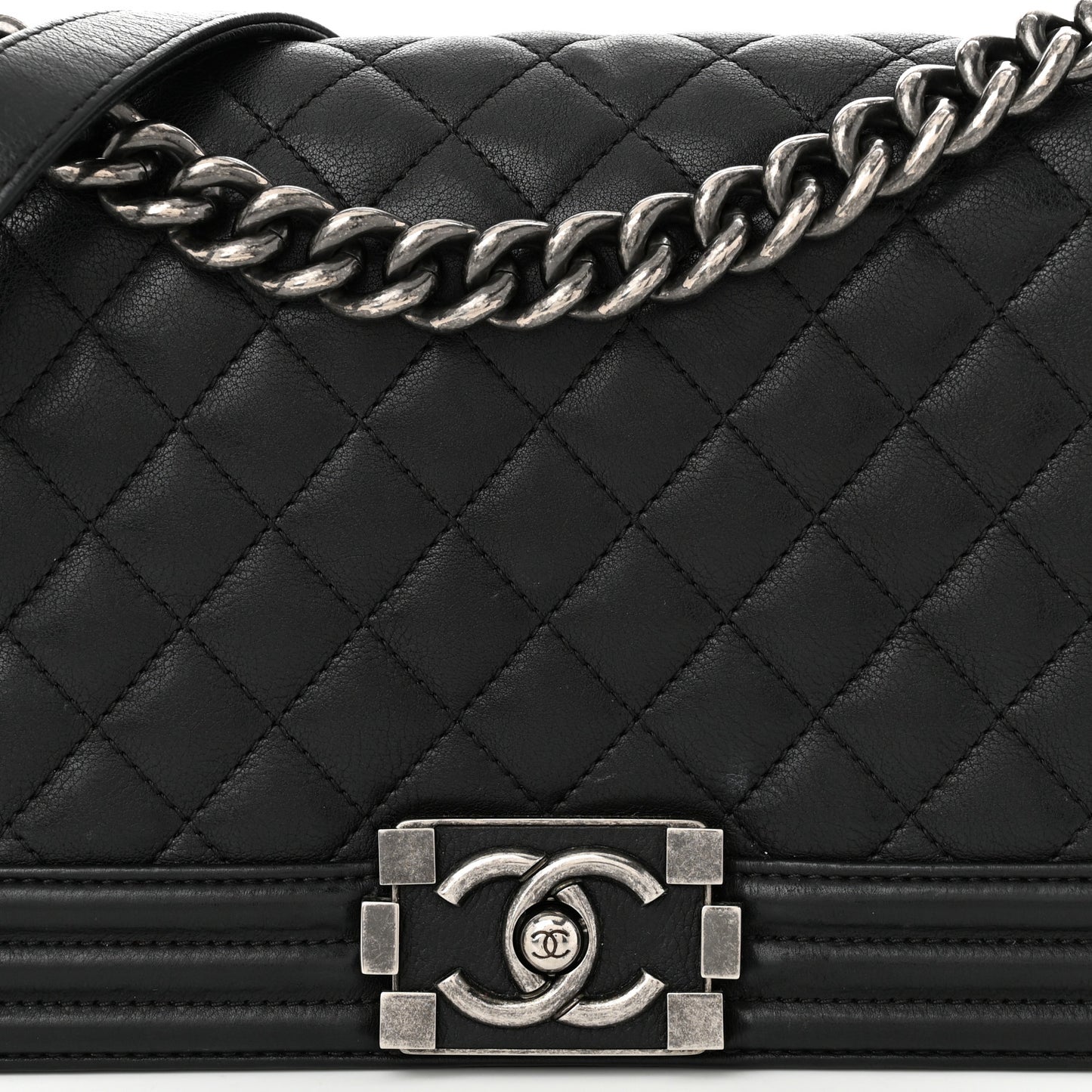 Calfskin Quilted Medium Boy Flap Black