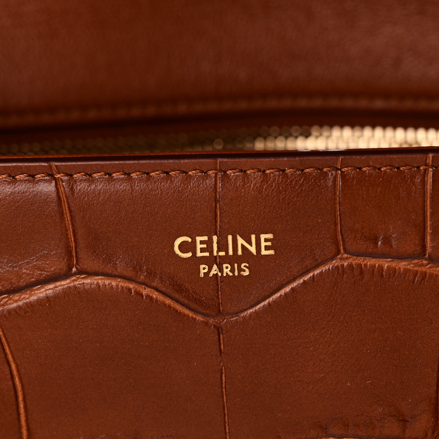 Celine Calfskin Crocodile Embossed Medium Tassel Bag Tan 6 of 9