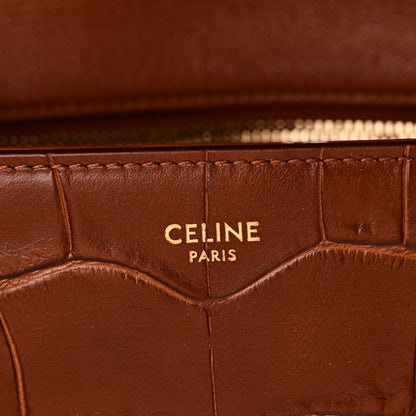 Celine Calfskin Crocodile Embossed Medium Tassel Bag Tan 6 of 9