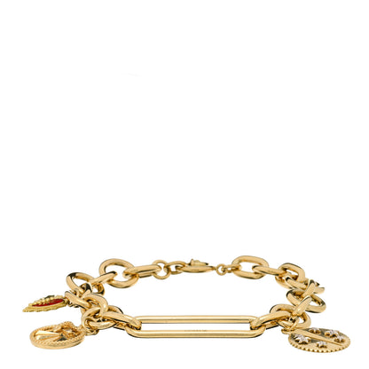 Foundrae 18K Yellow Gold Diamond Enamel 3-Charm Medium Mixed Oversized Clip Bracelet 1 of 4