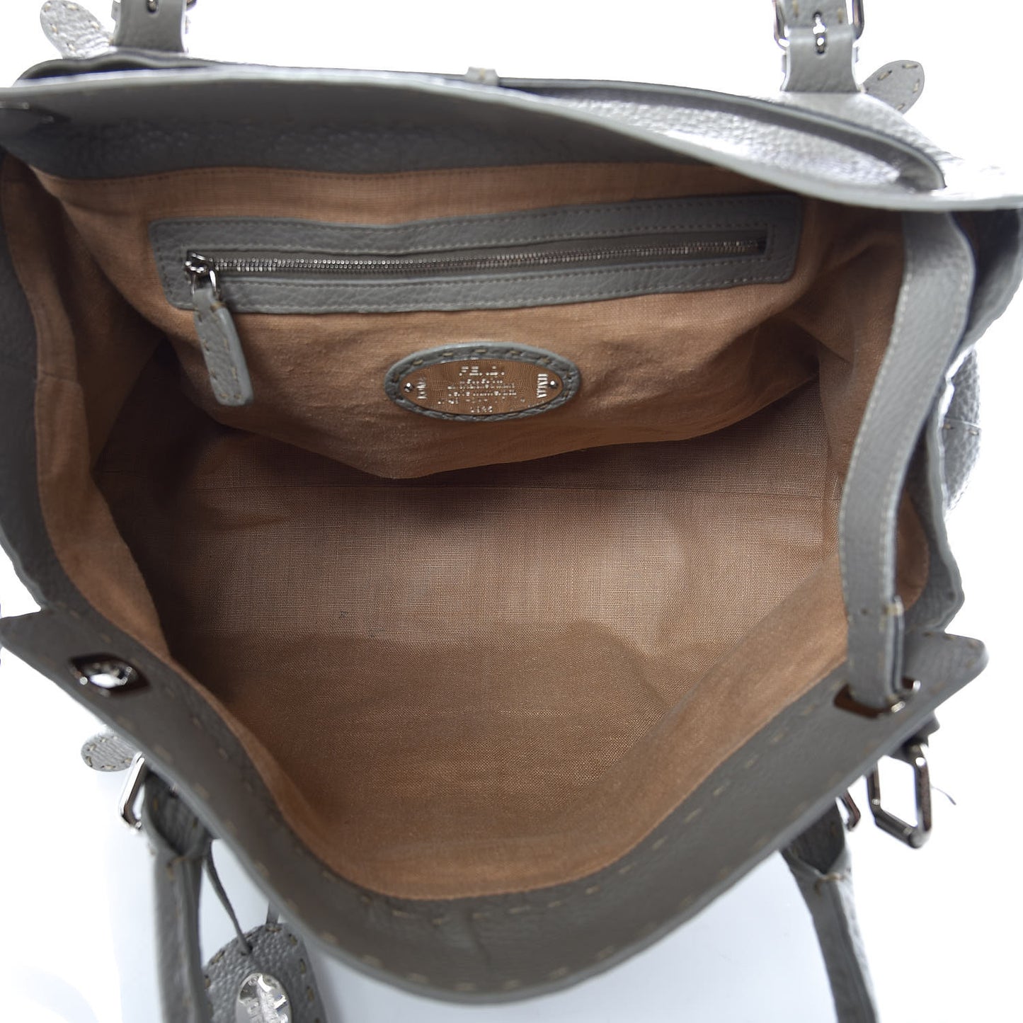 Calfskin Romano Selleria Large Villa Borghese Tote Grey