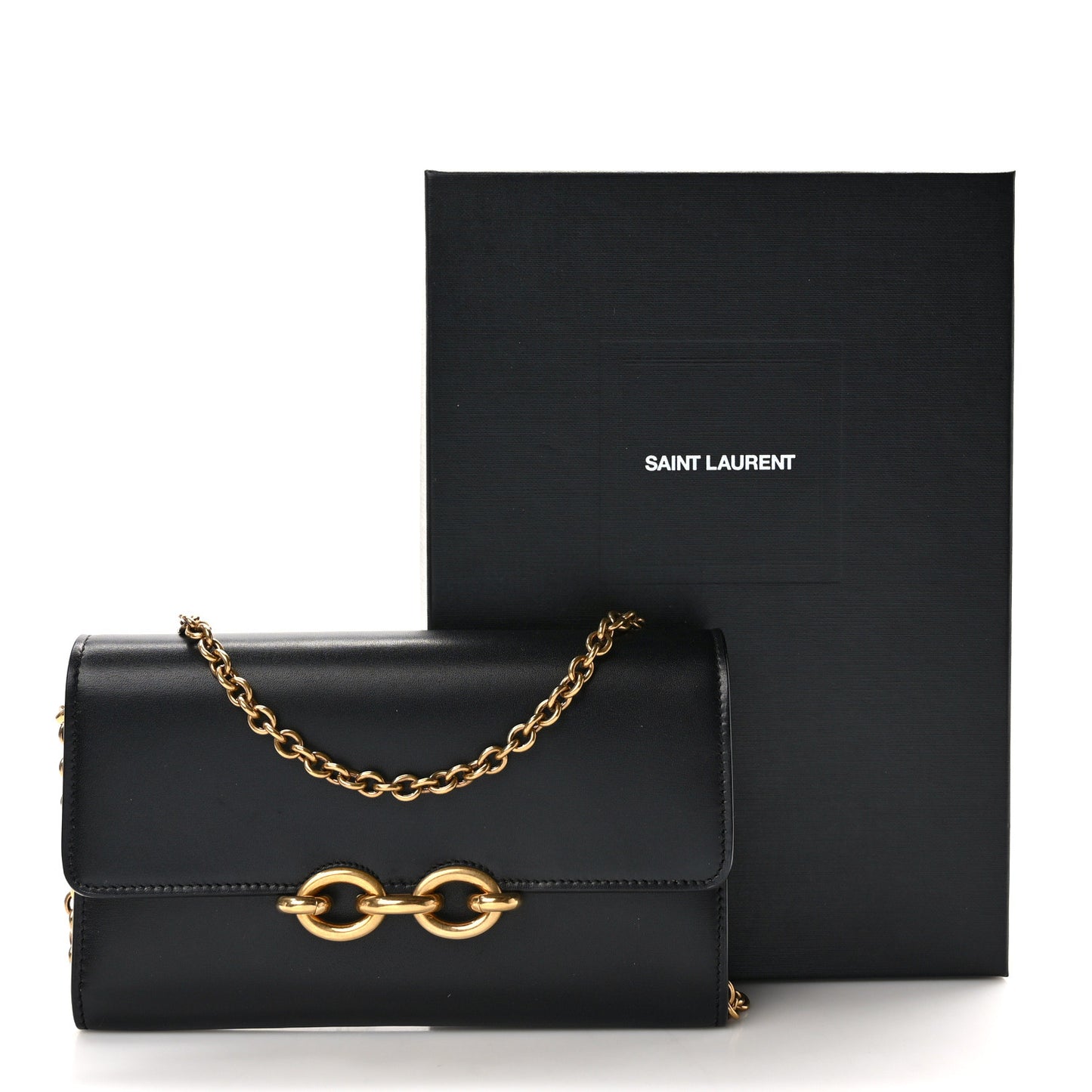 Smooth Calfskin Le Maillon Chain Wallet Black
