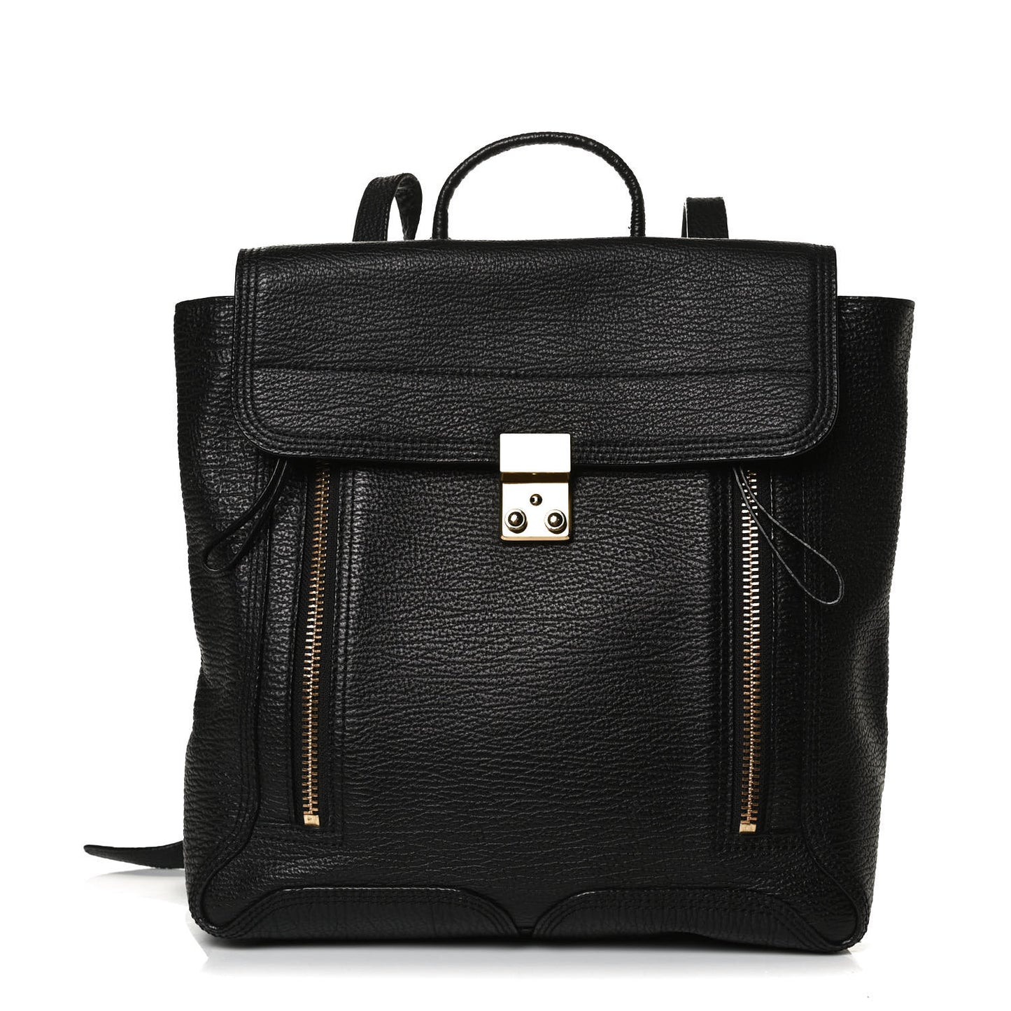 Textured Calfskin Pashli Backpack Black
