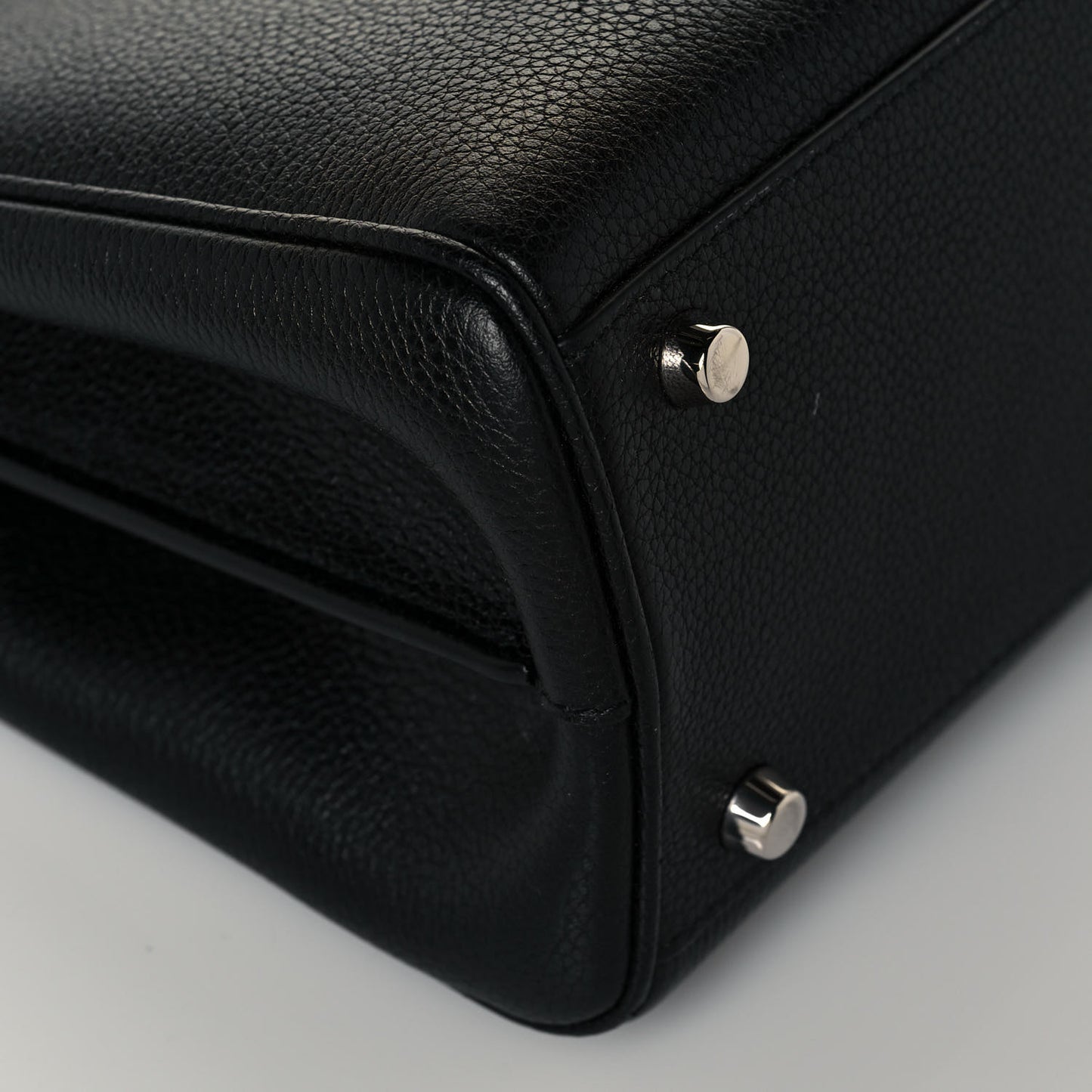 Grainy Calfskin Small Zumi Top Handle Bag Black