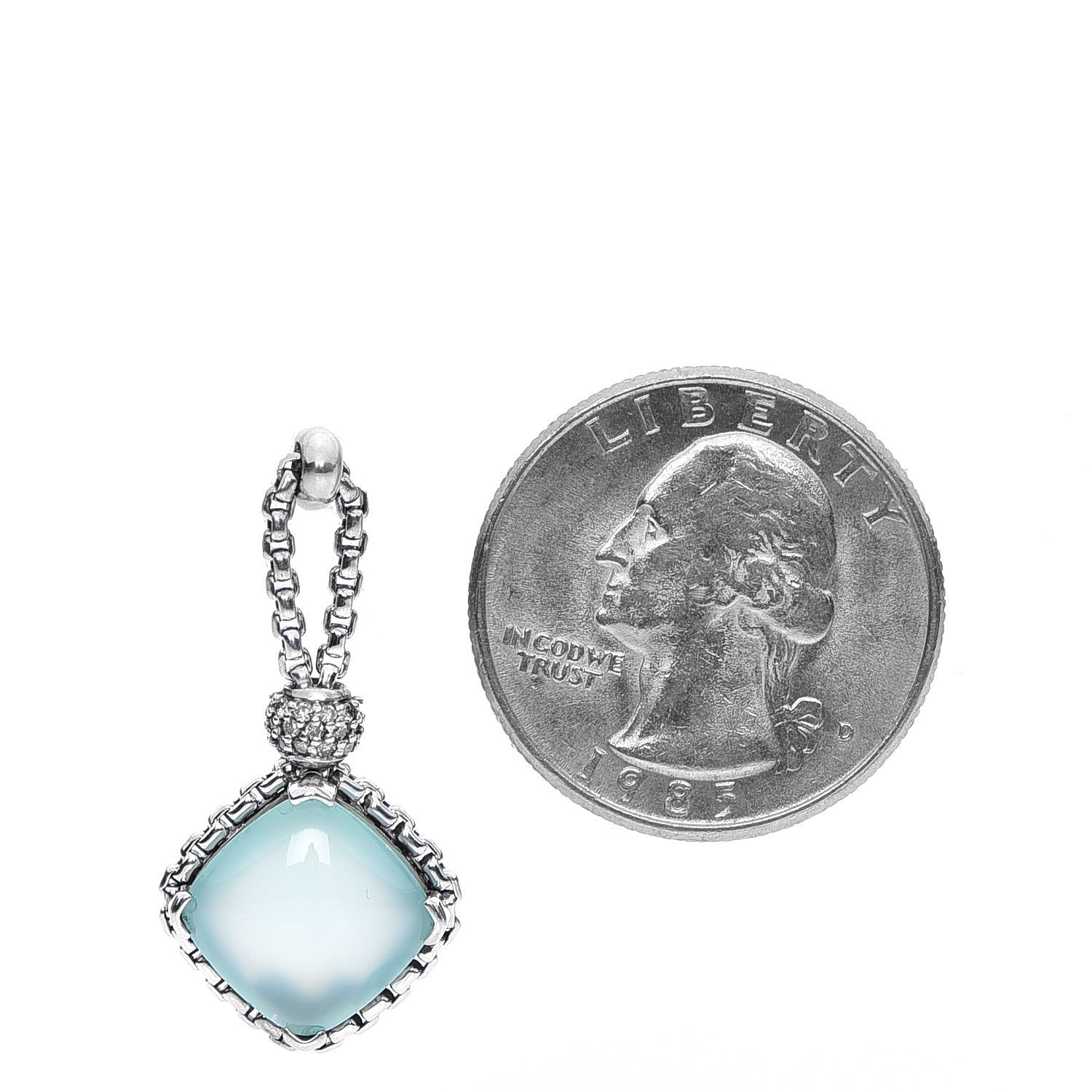 David Yurman Sterling Silver Diamond Chalcedony Earrings 2 of 6