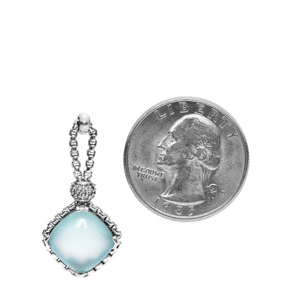David Yurman Sterling Silver Diamond Chalcedony Earrings 2 of 6