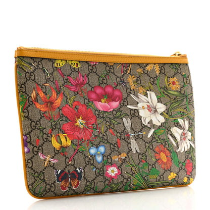 Gucci GG Supreme Monogram Flora Large Ophidia Pouch Clutch Beige Multicolor Crop 3 of 8