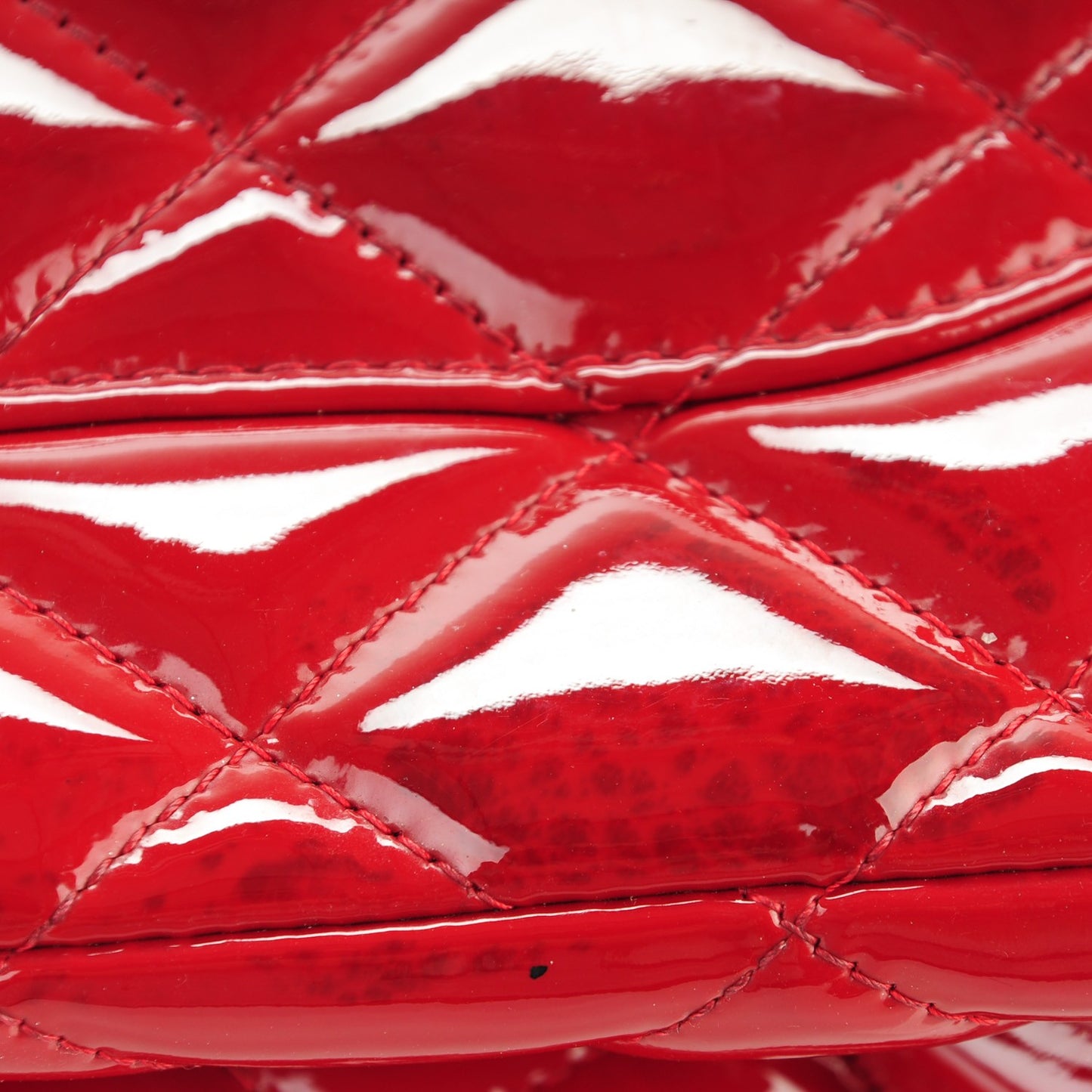 Patent Quilted Jumbo Double Flap Dark Red