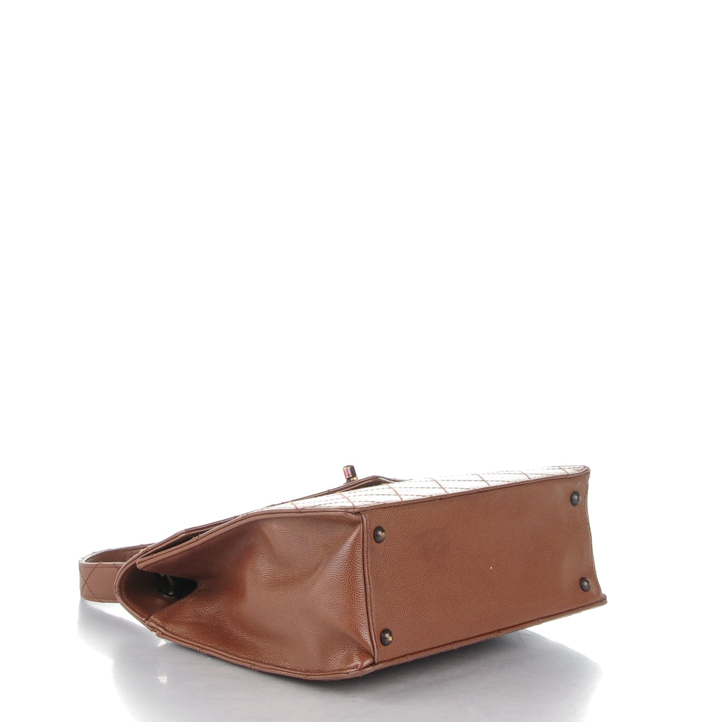 Caviar Flap Top Handle Bag Brown