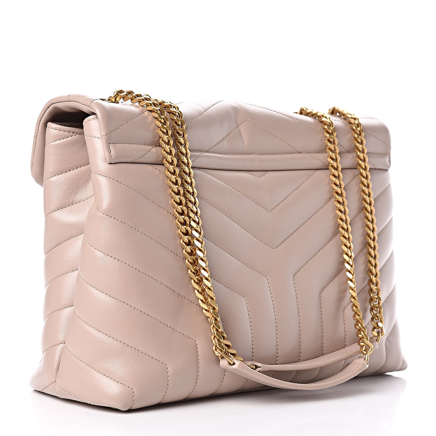 Calfskin Y Quilted Monogram Medium Loulou Chain Satchel Light Natural