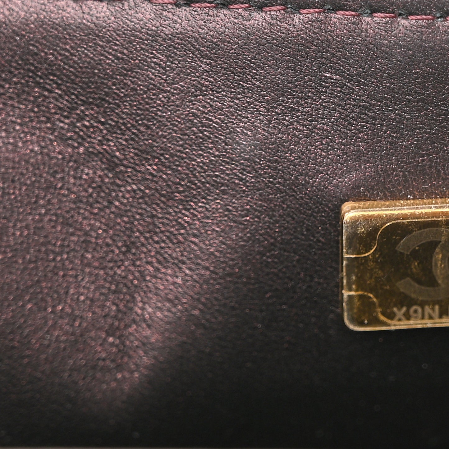 Iridescent Lambskin Quilted Mini Top Handle Rectangular Flap Burgundy
