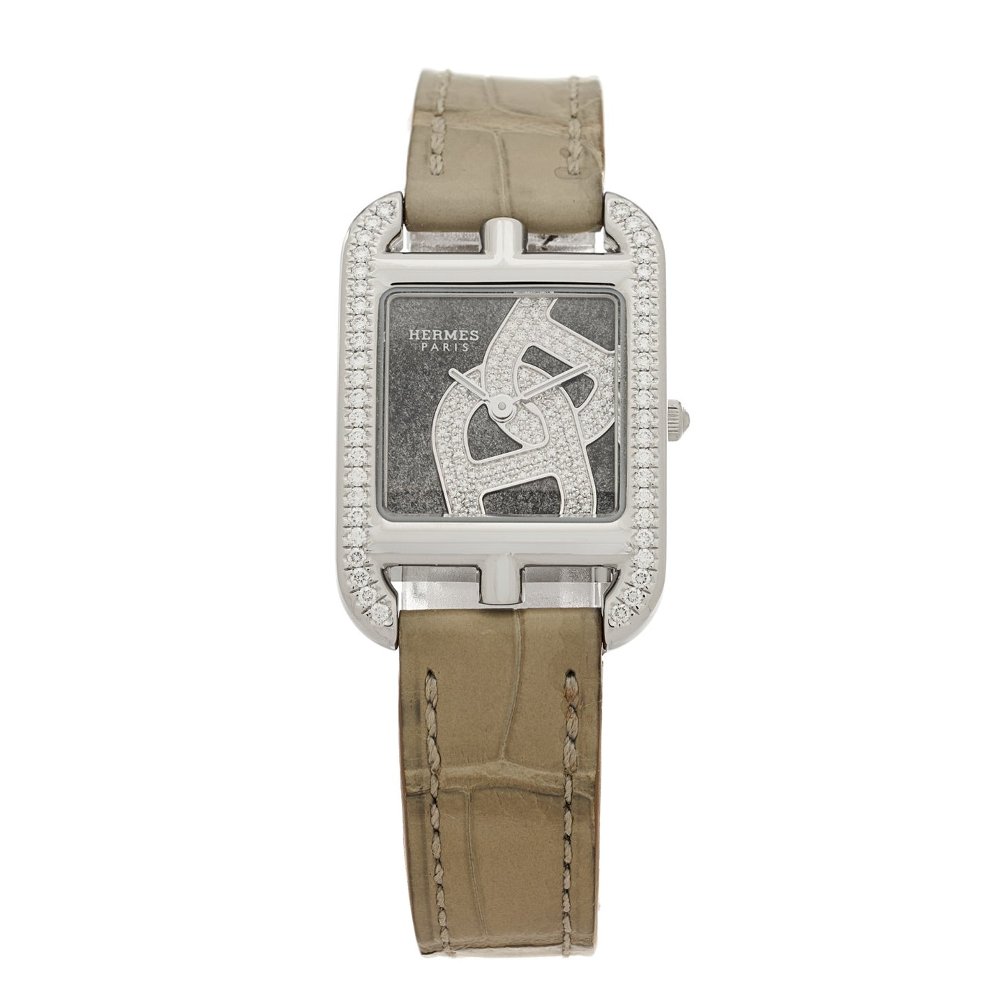 Stainless Steel Alligator Diamond Bezel 23mm Cape Cod Chaine d'Ancre Joaillier Quartz Watch Gris Perle