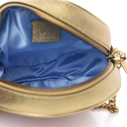 Gucci Metallic Calfskin Matelasse Mini GG Marmont Round Shoulder Bag Gold Pink 5 of 10