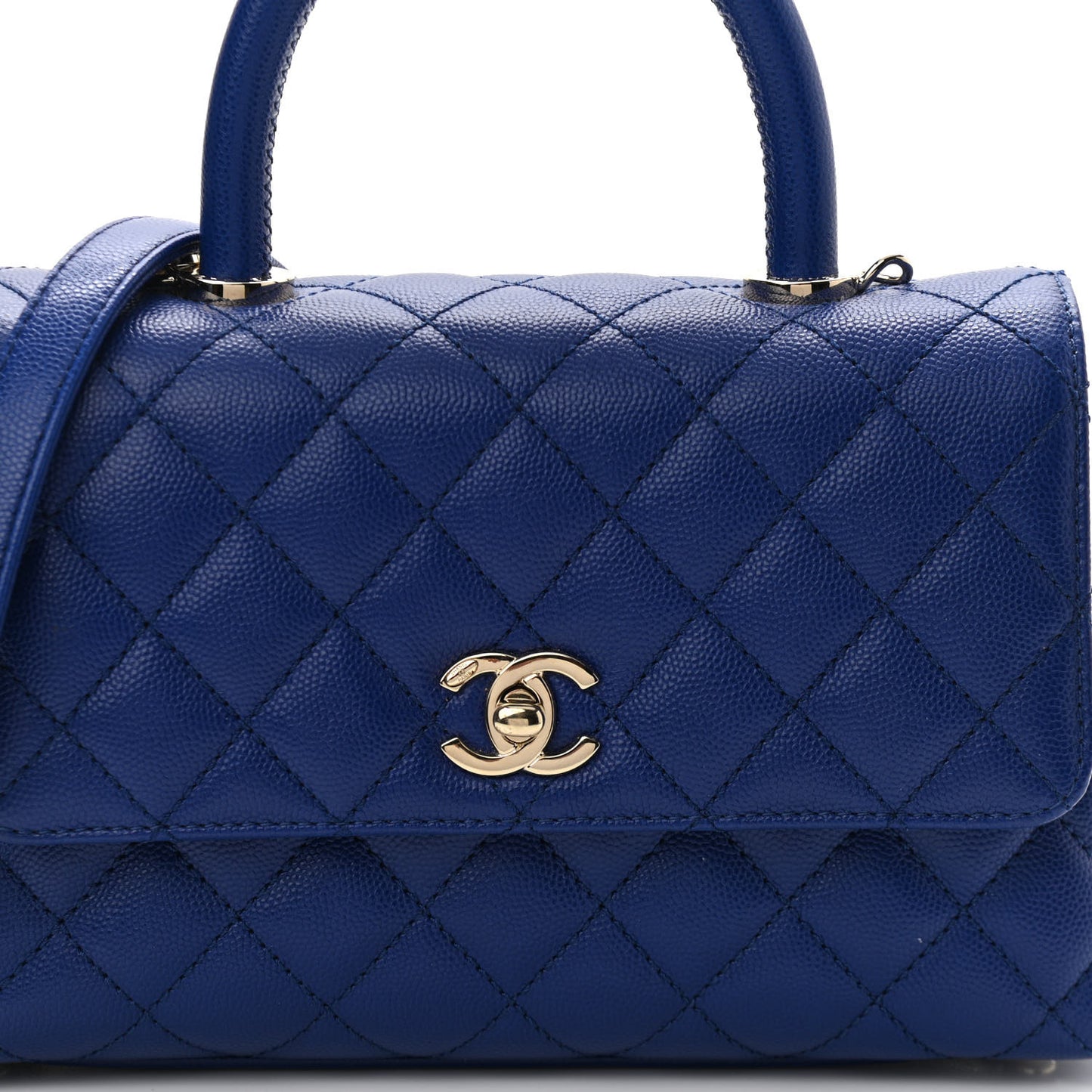 Caviar Quilted Mini Coco Handle Flap Blue