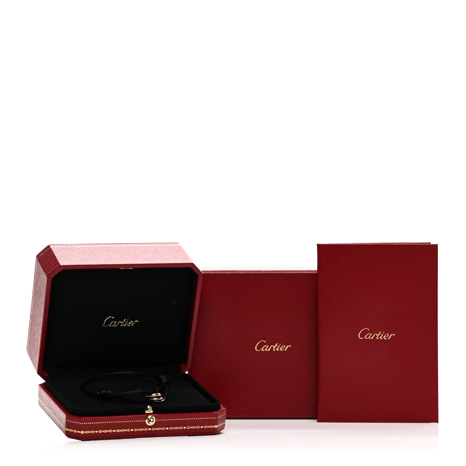 Cartier 18K Pink Yellow White Gold Trinity Adjustable Cord Bracelet Black 4 of 4