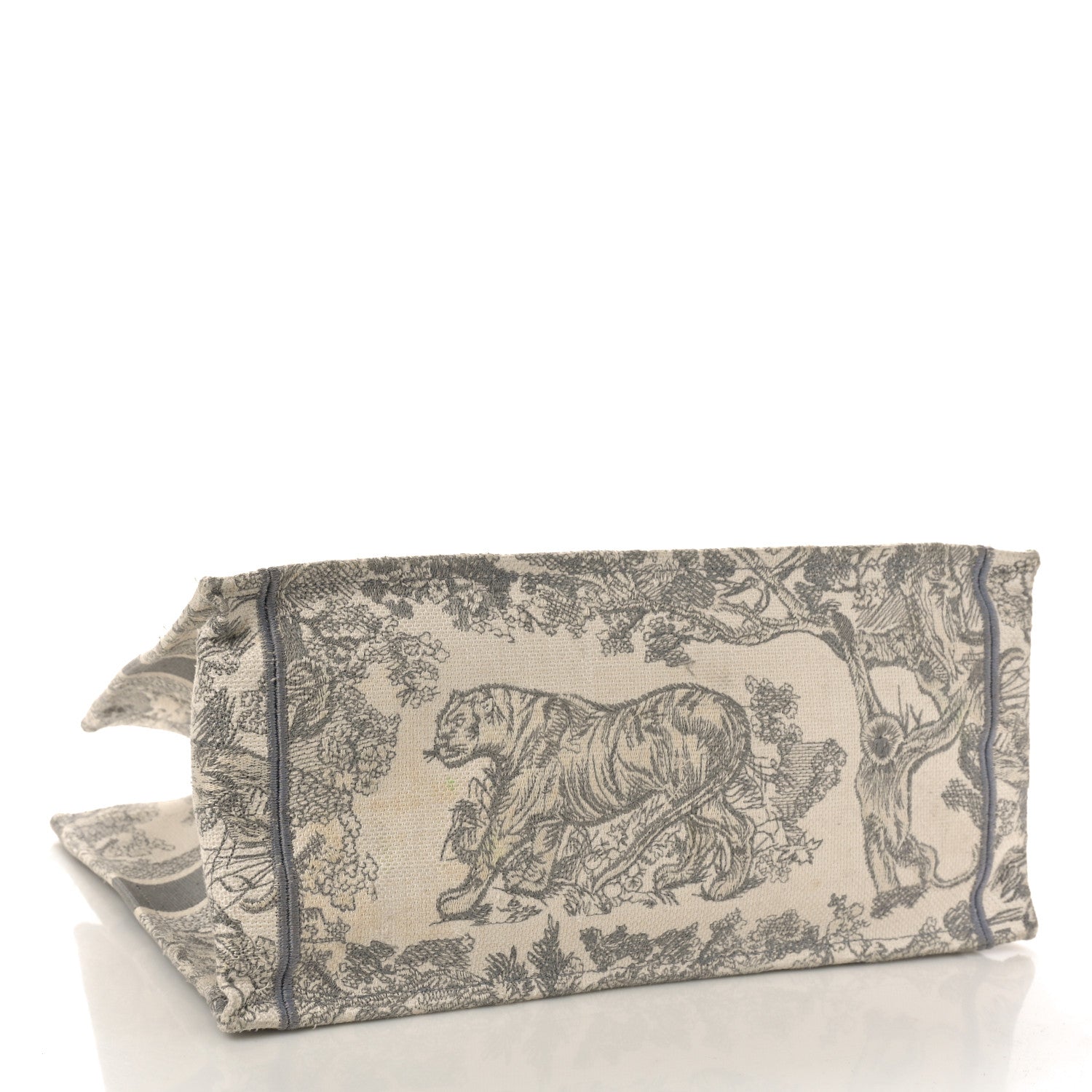 Christian Dior Canvas Embroidered Medium Dioriviera Toile De Jouy Book Tote Gray 4 of 14