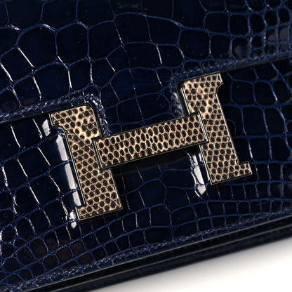 Hermes Shiny Alligator Lizard Constance 18 Bleu Marine Ombre 8 of 13