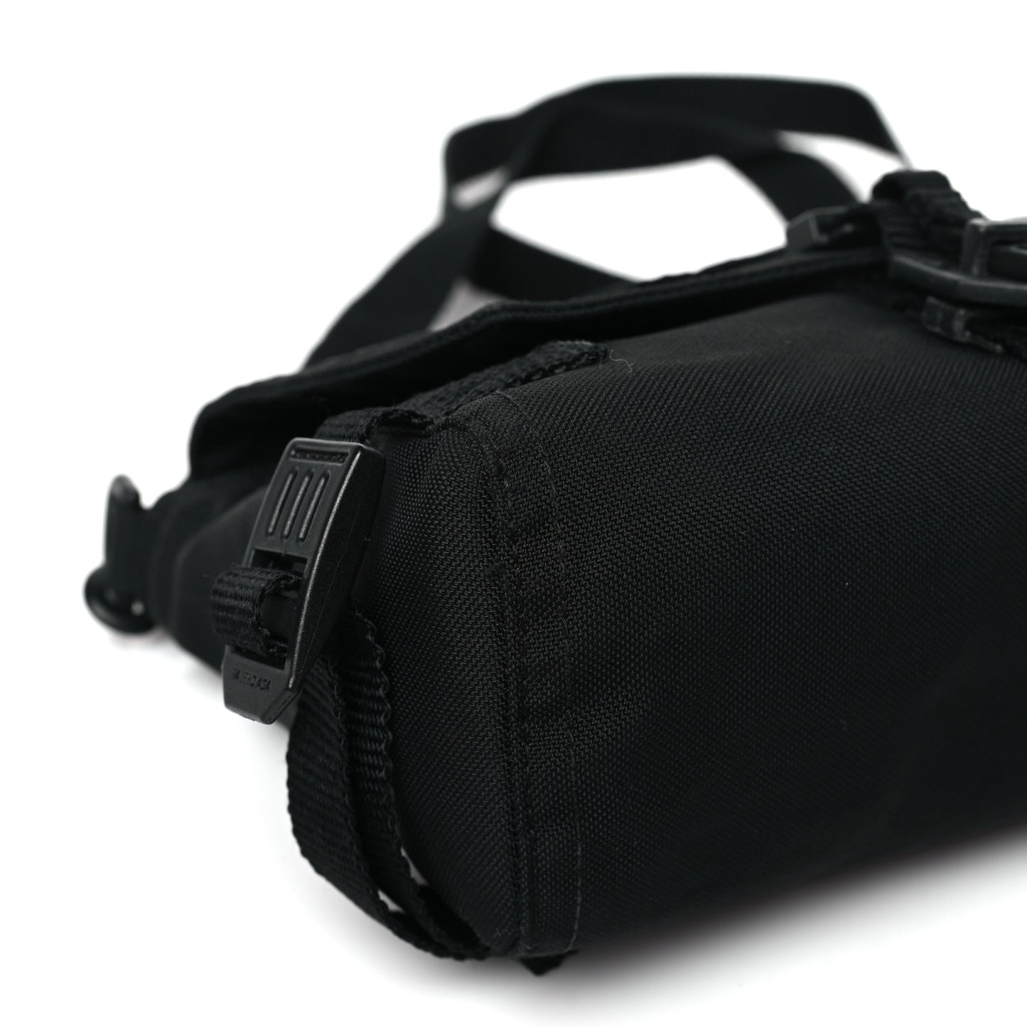 Nylon Logo Embroidered Army Messenger Bag Black