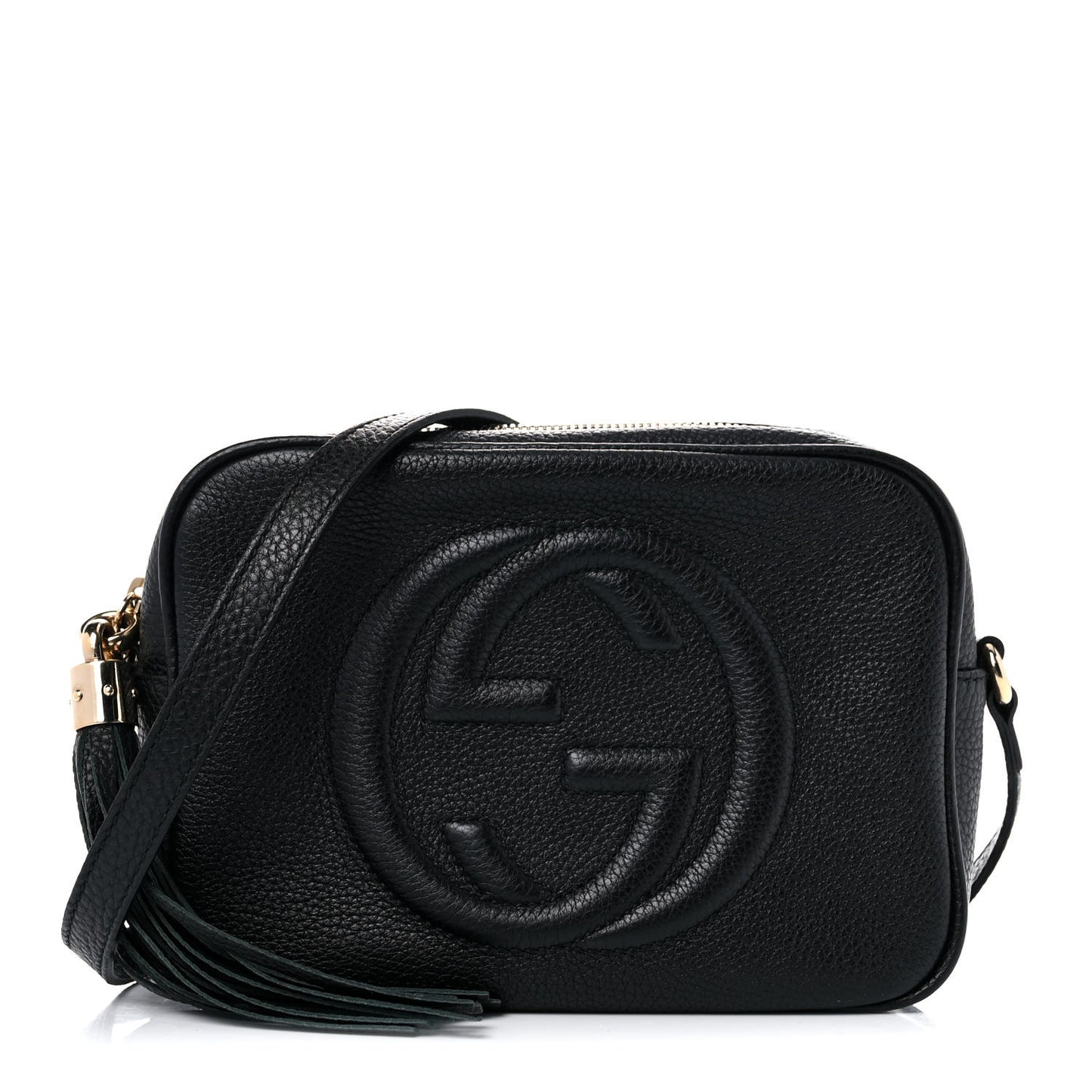 Pebbled Calfskin Small Soho Disco Bag Black