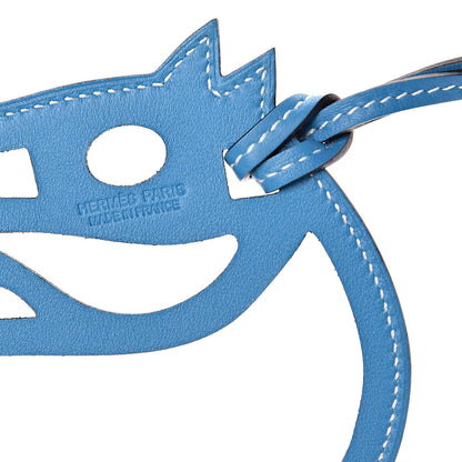 Hermes Swift Paddock Cheval Horse Bag Charm Bleu Zanzibar 3 of 4