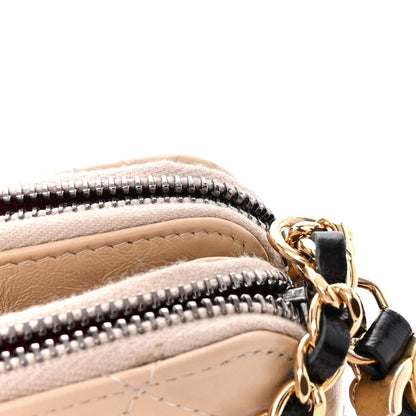 Chanel Aged Calfskin Quilted Small Gabrielle Clutch With Chain Beige Black 13 of 17