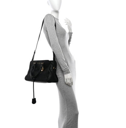 Alexander McQueen Pebbled Calfskin Small Skull Padlock Zip Around Tote Black 2 of 19
