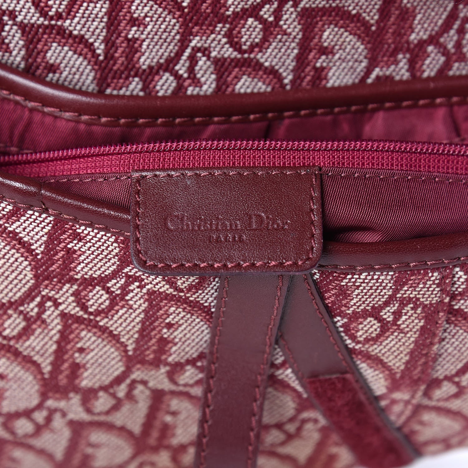 Christian Dior Monogram Saddle Bag Burgundy 6 of 16