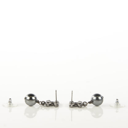 Chanel Pearl CC Drop Earrings Ruthenium Grey 3 of 5