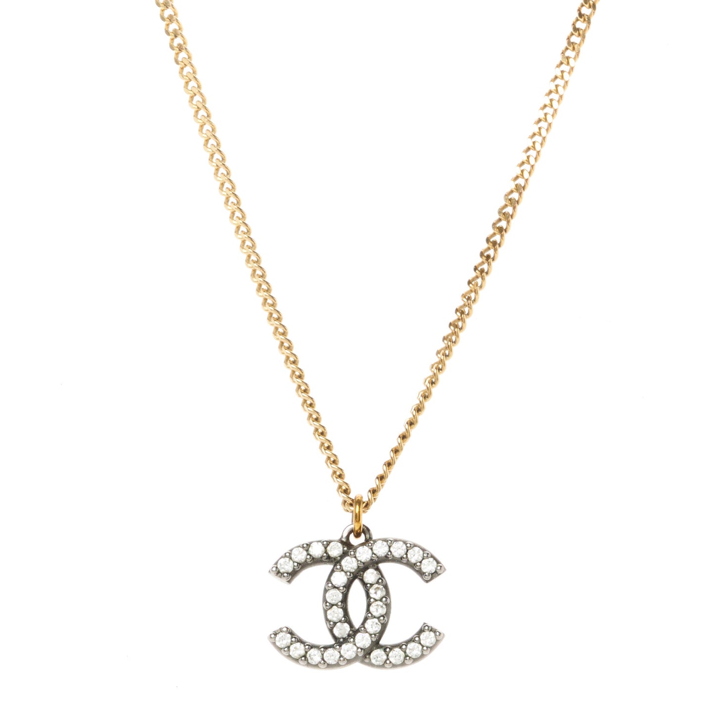 Crystal Lock Symbols CC Necklace Gold Ruthenium
