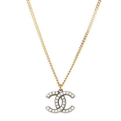 Chanel Crystal Lock Symbols CC Necklace Gold Ruthenium 1 of 5