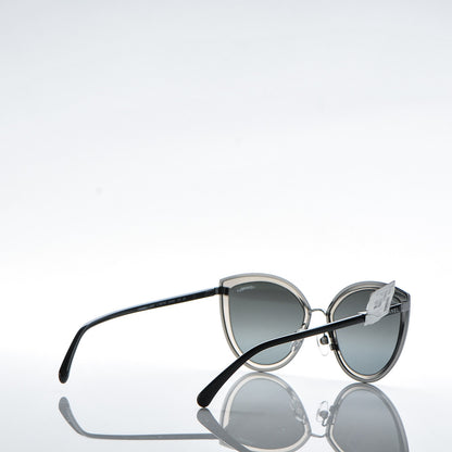 Chanel Metal Cat Eye Sunglasses 4222 Silver Black 4 of 8