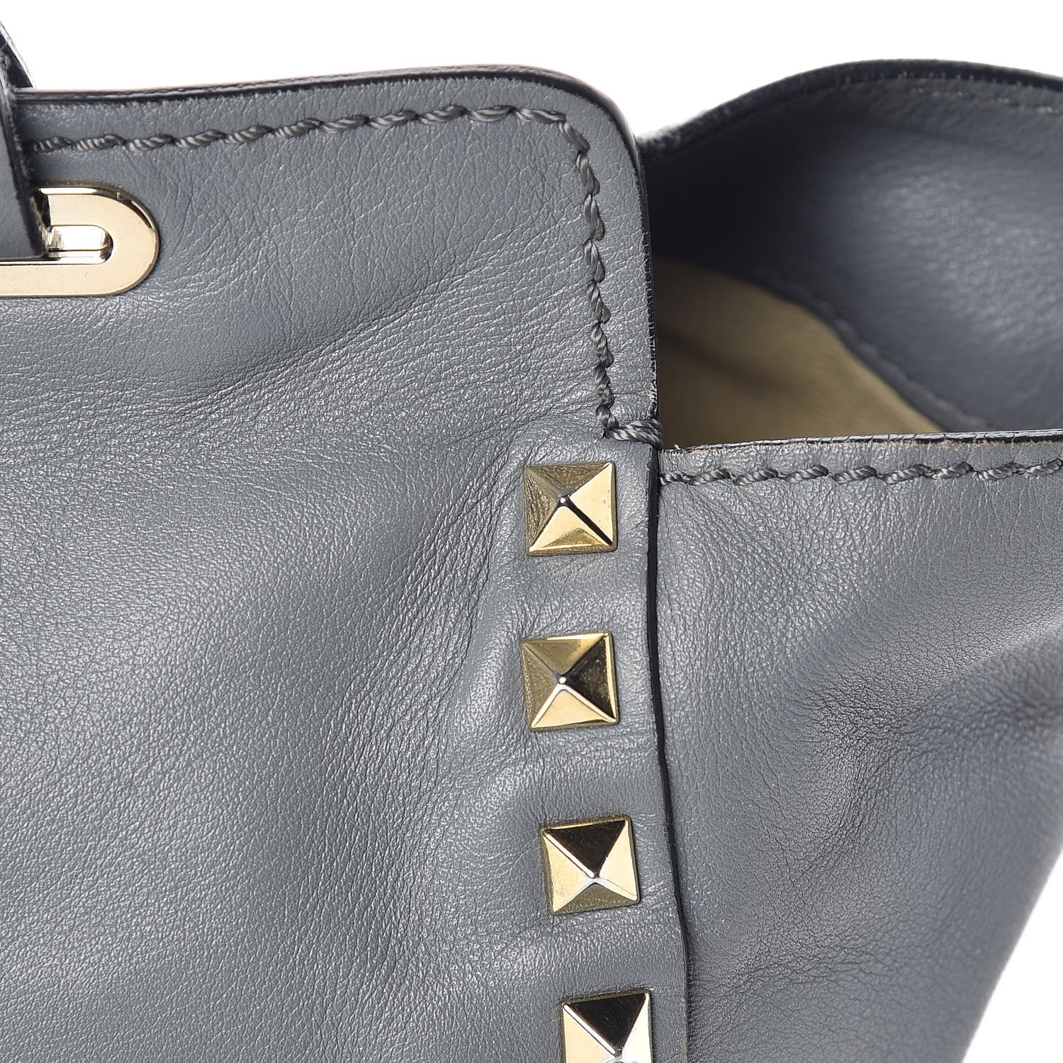 Valentino Garavani Vitello Small Rockstud Tote Grey 19 of 22