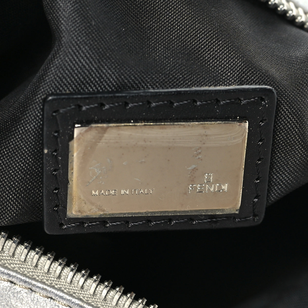 Fendi Calfskin Metal Small Oyster Black 6 of 11