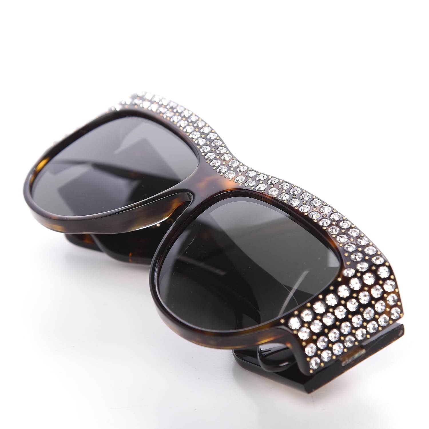 Gucci Acetate Crystal Oversize Hollywood Forever Sunglasses GG0144S Tortoiseshell 9 of 10