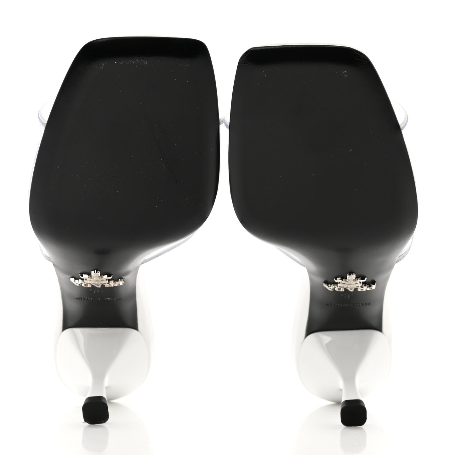 Plexiglass Vernice Metal Triangle Logo 65mm Slide Sandals 35 White