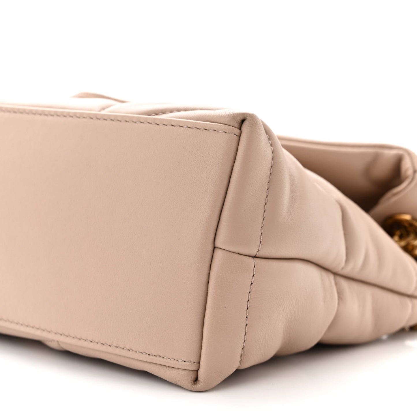 Lambskin Quilted Small Loulou Puffer Monogram Chain Satchel Dark Beige