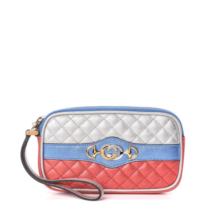 Gucci Laminated Nappa Trapuntata Zumi iPhone Case Rosso Marine Argento 1 of 8