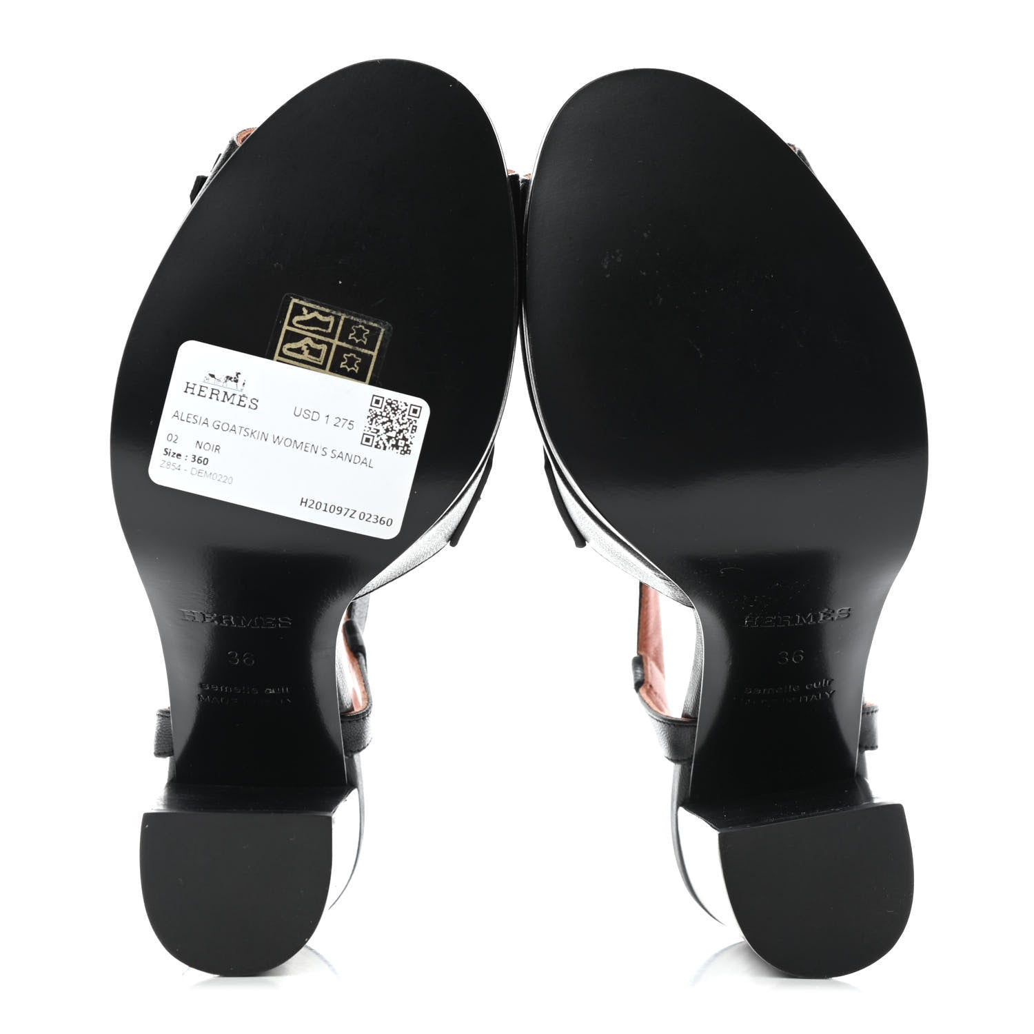 Hermes Goatskin Alesia Sandals 36 Black 4 of 4