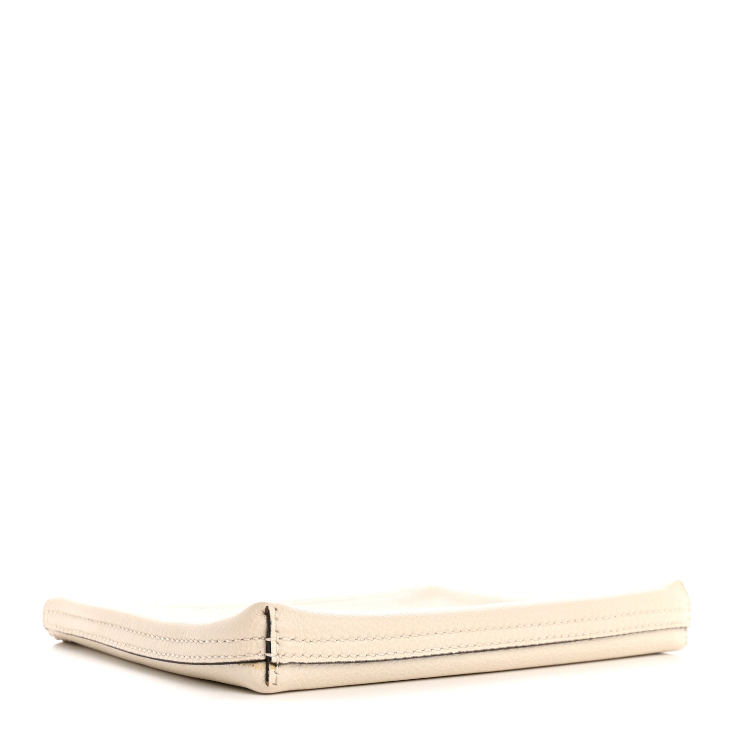 Pebbled Calfskin Medium Logo Portfolio Clutch White