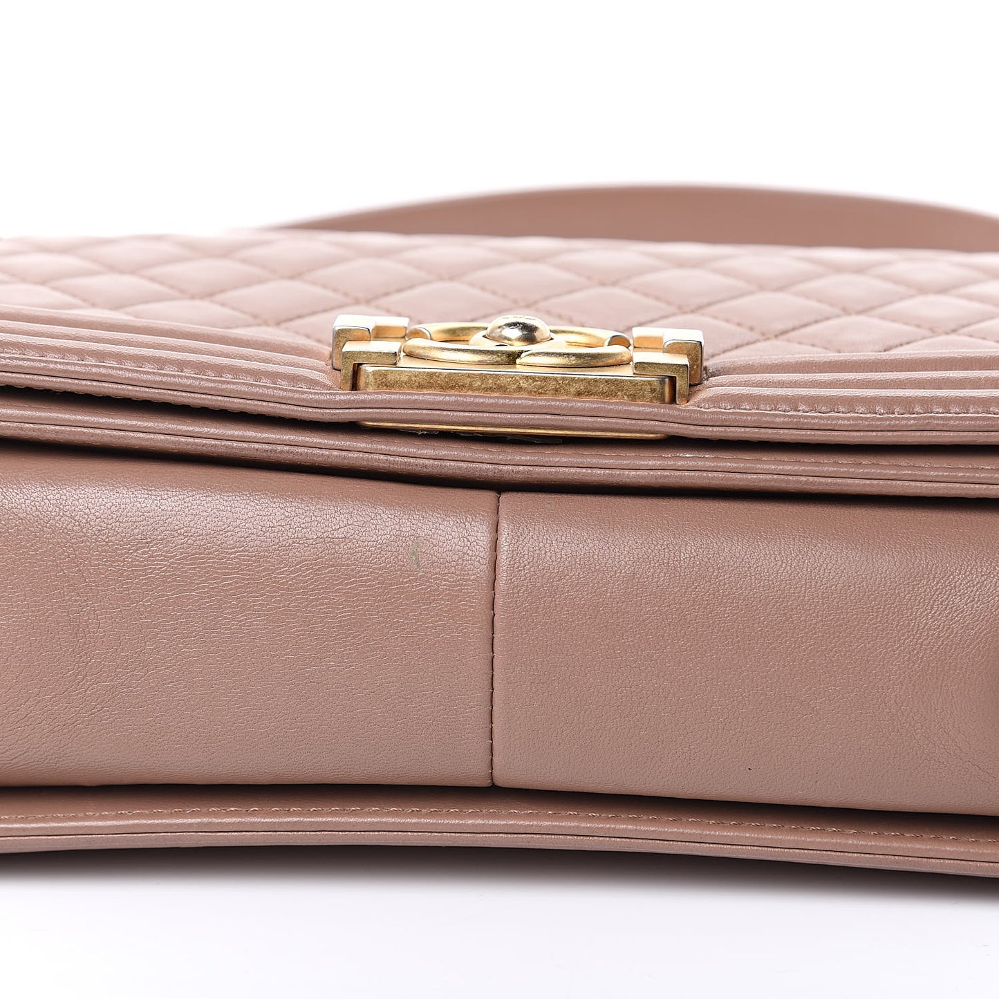 Lambskin Quilted Medium Boy Flap Dark Beige