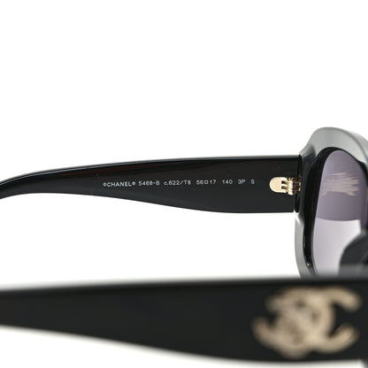 Chanel Acetate Polarized Oval CC Sunglasses 5468-B Black 6 of 8
