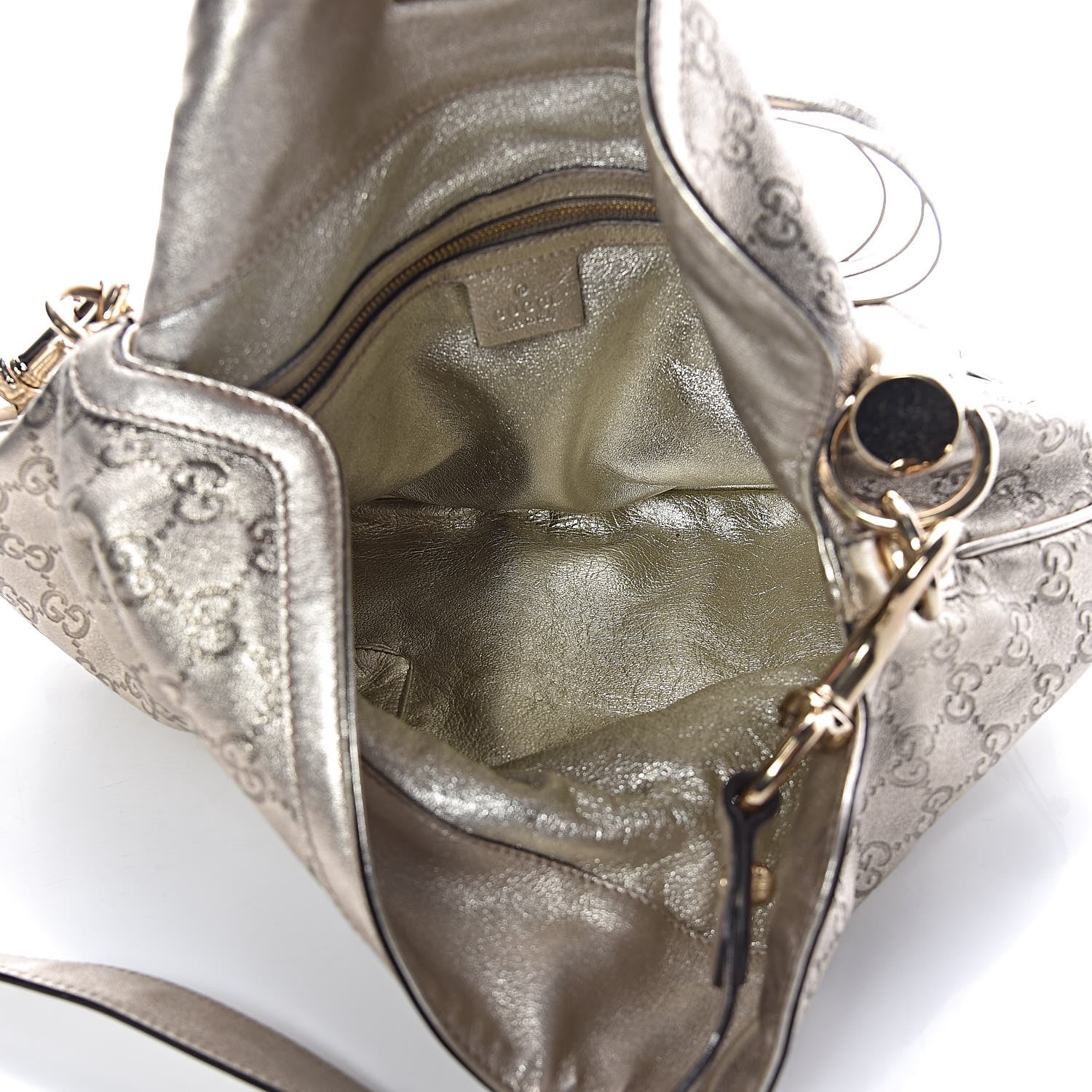Gucci Metallic Guccissima Medium Indy Top Handle Hobo Gold 5 of 12