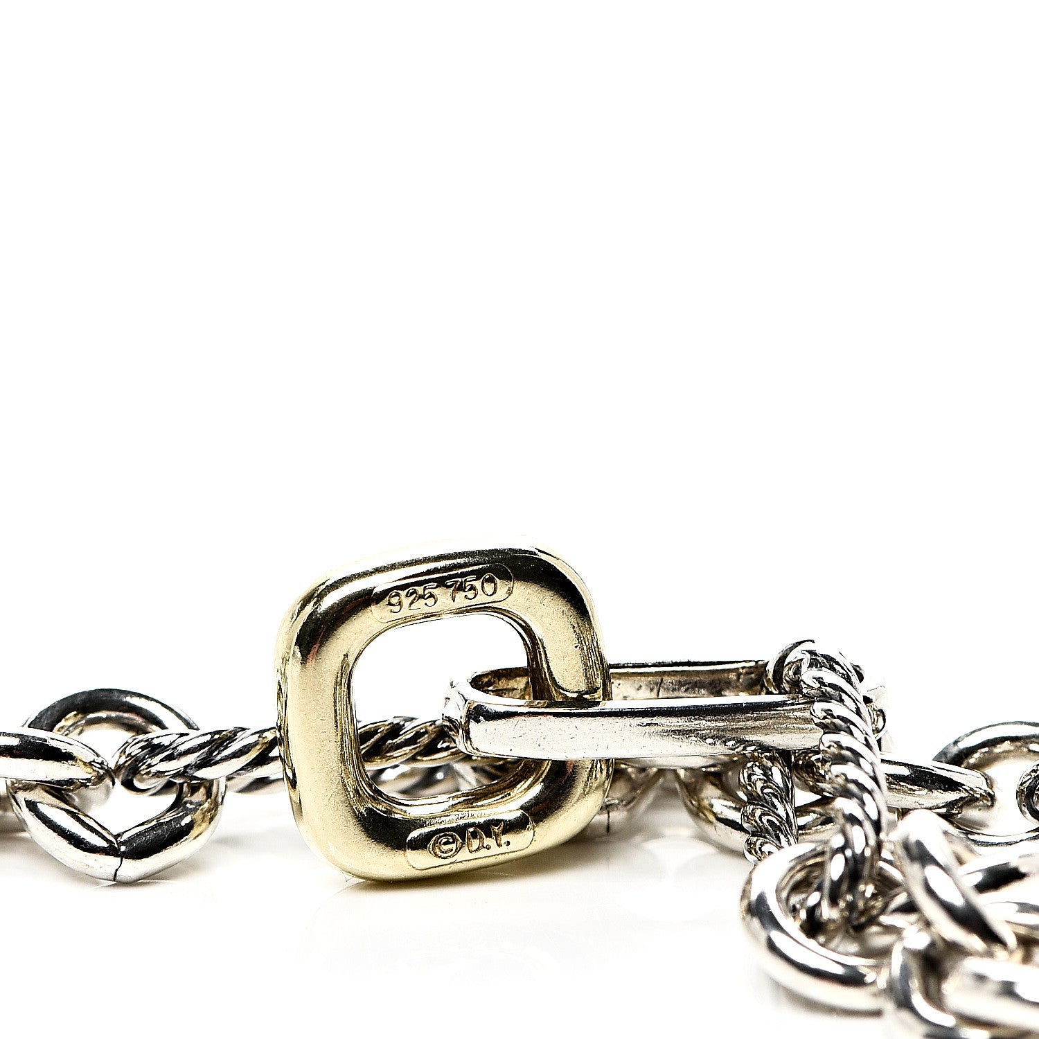 David Yurman Sterling Silver 18K Yellow Gold Figaro Chain Link Necklace 4 of 4