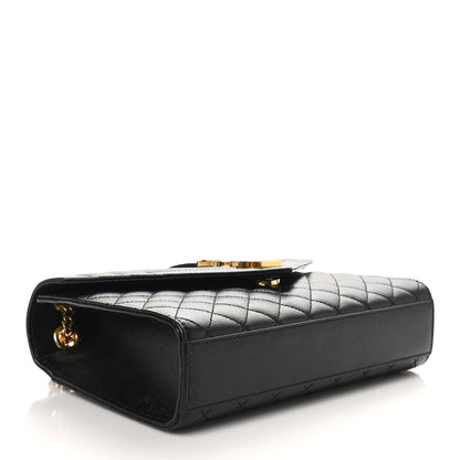 Saint Laurent Grain De Poudre Textured Mixed Matelasse Triquilt Medium Monogram Satchel Black 4 of 10