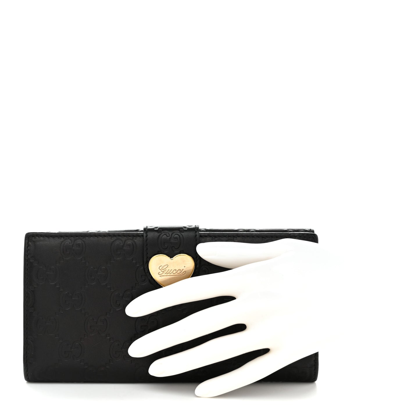 Guccissima Heart Continental Wallet Black