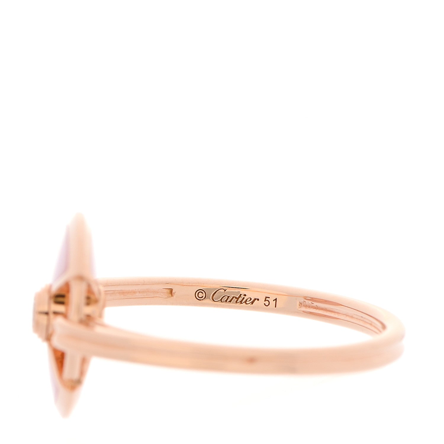 Cartier 18K Pink Gold Diamond Pink Opal Amulette de Cartier Ring 51 5.75 4 of 6